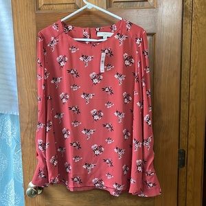 LOFT. XL ladies long sleeve blouse.  Coral in color. NWT